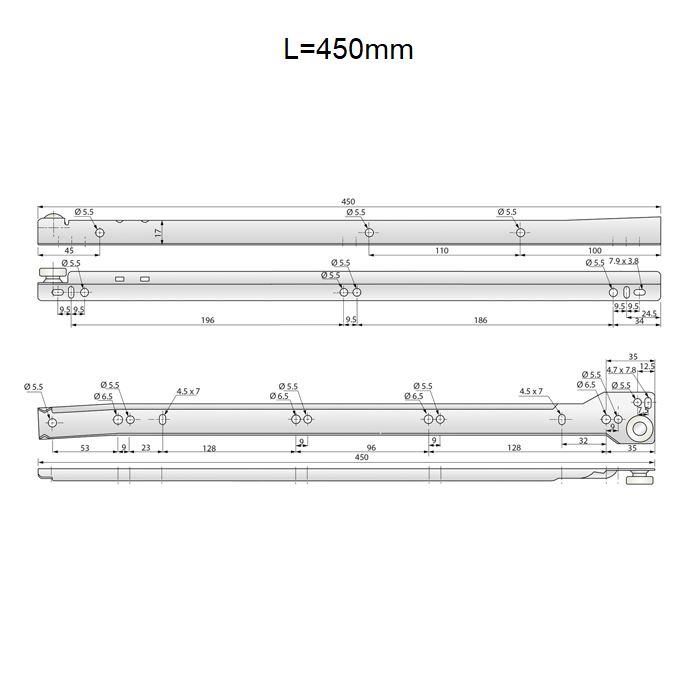 POM Roller Slides White 450mm