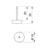 Plastic Furniture Glides Ø15mm with Nail - Black - 50 pcs