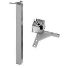 Square Furniture Leg 710mm, Chrome, ZnAl Mounting Plate