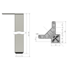 Square Furniture Leg 710mm, Satin, ZnAl Mounting Plate