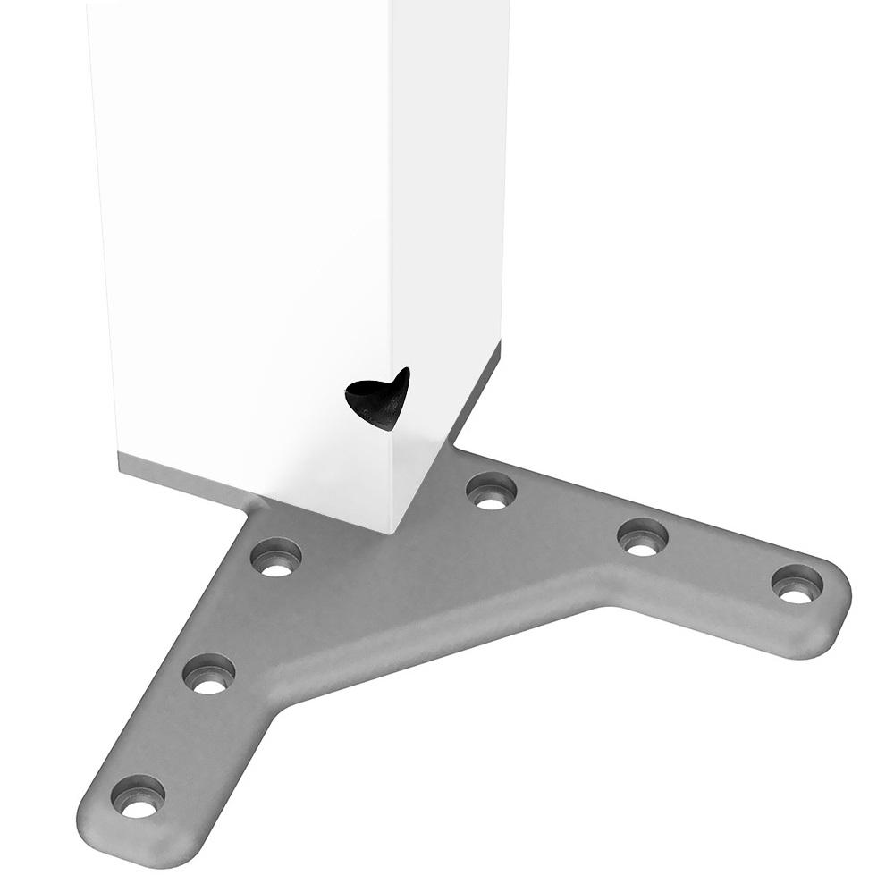 Square Furniture Leg 710mm, White, ZnAl Mounting Plate