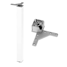 Square Furniture Leg 710mm, White, ZnAl Mounting Plate