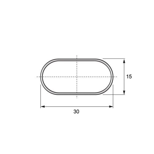 Wardrobe Oval Hanging Rail 15x30mm L3000mm, Chrome