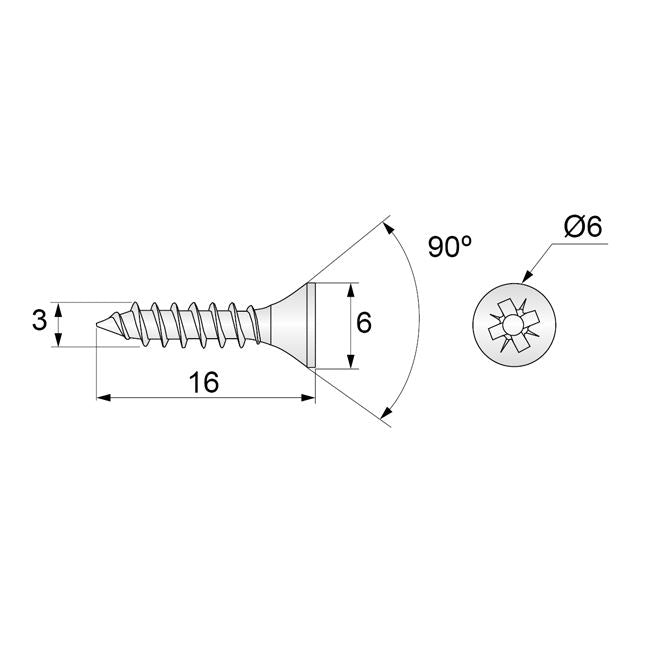 Wood Screws PZ1 3.0x16mm White Zinc (1000 pcs) NTP