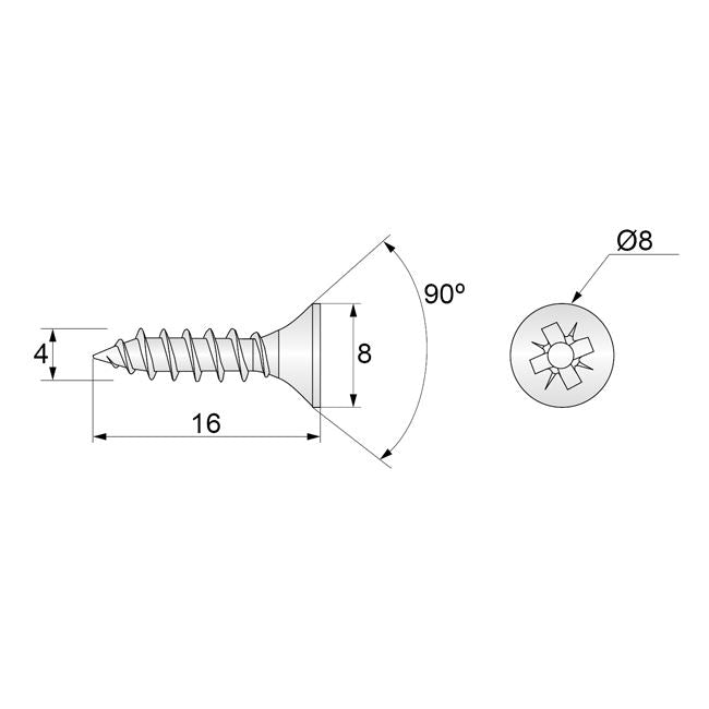 Wood Screws PZ2 4.0x16mm White Zinc (1000 pcs) NTP