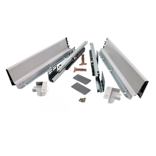 Set of Soft-Close Drawer System, LOW, H: 68mm, Silver