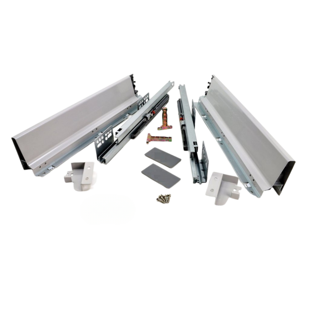 Soft-Close Drawer System, LOW, H: 68mm, Silver 400mm – Furnica