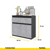 NOAH - Chest of 2 Drawers and 2 Doors - Bedroom Dresser Storage Cabinet Sideboard - Anthracite / Concrete H75cm W80cm D35cm