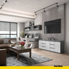 MIKEL - Chest of 6 Drawers and 3 Doors - Bedroom Dresser Storage Cabinet Sideboard - Anthracite / Concrete H75cm W200cm D35cm