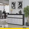 NOAH - Chest of 3 Drawers and 3 Doors - Bedroom Dresser Storage Cabinet Sideboard - Anthracite / Concrete H75cm W120cm D35cm