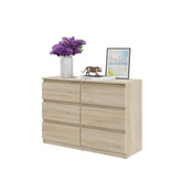 GABRIEL - Chest of 6 Drawers - Bedroom Dresser Storage Cabinet Sideboard - Sonoma Oak H71cm W100cm D33cm