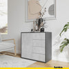 CAMILLE - Push to Open Sideboard with Door and 4 Drawers - Anthracite / Concrete H74cm W80cm D36cm