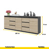 MIKEL - Chest of 6 Drawers and 3 Doors - Bedroom Dresser Storage Cabinet Sideboard - Anthracite / Sonoma Oak H75cm W200cm D35cm
