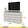 GABRIEL - Chest of 12 Drawers (8+4) - Bedroom Dresser Storage Cabinet Sideboard - Sonoma Oak / White H92cm W180cm D33cm