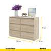 GABRIEL - Chest of 6 Drawers - Bedroom Dresser Storage Cabinet Sideboard - Sonoma Oak H71cm W100cm D33cm