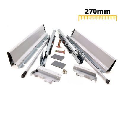 Set of Soft-Close Drawer System, HIGH, H: 185mm, Silver