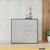 CAMILLE - Push to Open Sideboard with 2 Doors and 2 Drawers - Anthracite / Concrete H74cm W80cm D36cm