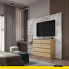 GABRIEL - Chest of 8 Drawers - Bedroom Dresser Storage Cabinet Sideboard - Wotan Oak H92cm W120cm D33cm