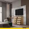GABRIEL - Chest of 8 Drawers - Bedroom Dresser Storage Cabinet Sideboard - Wotan Oak H92cm W120cm D33cm