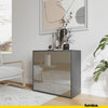 CAMILLE - Push to Open Sideboard with Door and 4 Drawers - Anthracite / Cappuccino Gloss H74cm W80cm D36cm