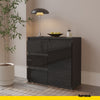 MIKEL - Chest of 3 Drawers and 1 Door - Bedroom Dresser Storage Cabinet Sideboard - Anthracite / Black Gloss H75cm W80cm D35cm