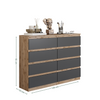 GABRIEL - Chest of 8 Drawers - Bedroom Dresser Storage Cabinet Sideboard - Wotan Oak / Anthracite H92cm W120cm D33cm