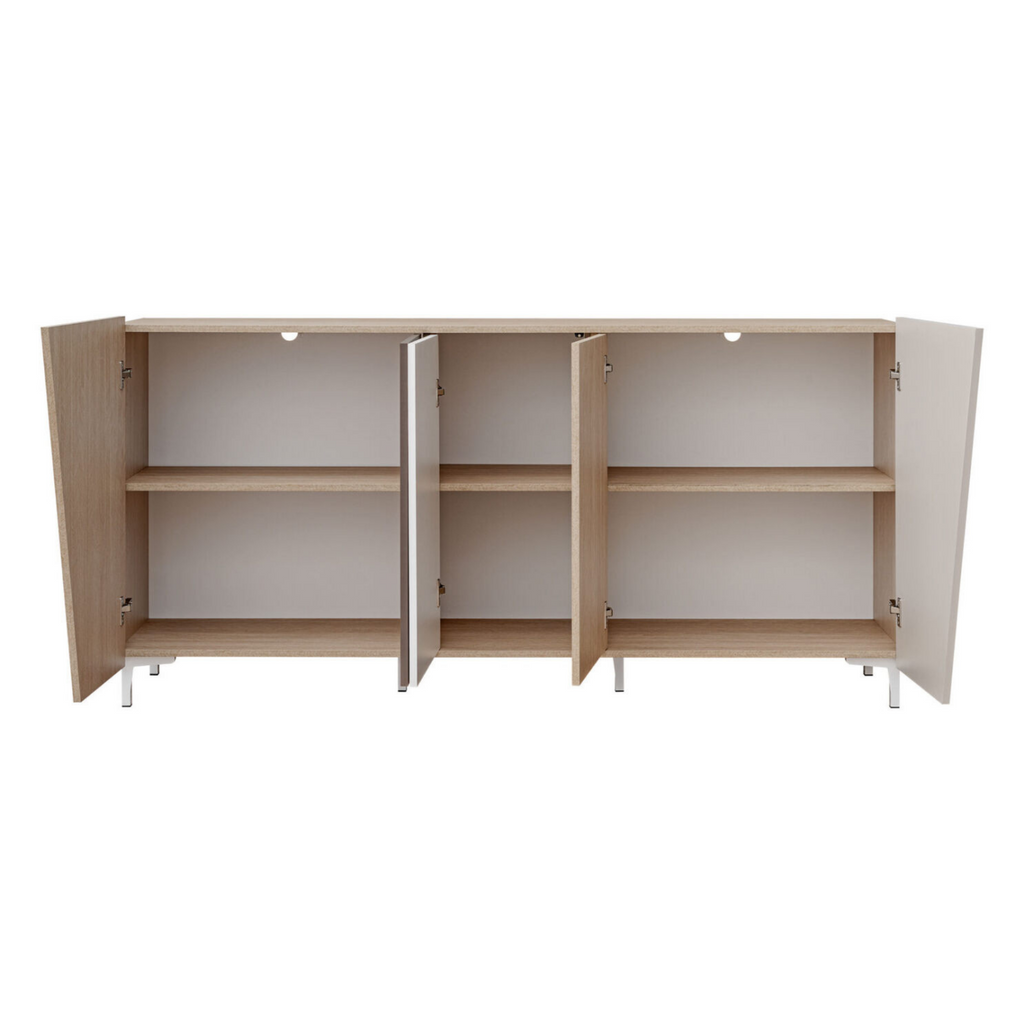 Wall Unit VISTE - Living Room Furniture Set - Scandi / Truffle / White Gloss