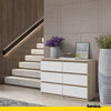 GABRIEL - Chest of 6 Drawers - Bedroom Dresser Storage Cabinet Sideboard - Sonoma Oak / White H71cm W100cm D33cm