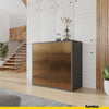 CAMILLE - Push to Open Sideboard with 2 Doors and 2 Drawers - Anthracite / Metallic Copper H74cm W80cm D36cm