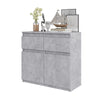 NOAH - Chest of 2 Drawers and 2 Doors - Bedroom Dresser Storage Cabinet Sideboard - Concrete H75cm W80cm D35cm