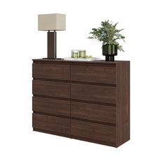 GABRIEL - Chest of 8 Drawers - Bedroom Dresser Storage Cabinet Sideboard - Wenge H92cm W120cm D33cm