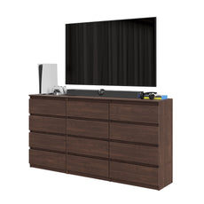 GABRIEL - Chest of 12 Drawers (8+4)- Bedroom Dresser Storage Cabinet Sideboard - Wenge H92cm W180cm D33cm