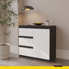 MIKEL - Chest of 3 Drawers and 1 Door - Bedroom Dresser Storage Cabinet Sideboard - Anthracite / White Matt H75cm W80cm D35cm