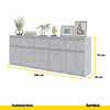 NOAH - Chest of 5 Drawers and 5 Doors - Bedroom Dresser Storage Cabinet Sideboard - Concrete  H75cm W200cm D35cm