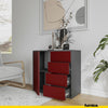 CAMILLE - Push to Open Sideboard with Door and 4 Drawers - Anthracite / Bordeaux Matt H74cm W80cm D36cm