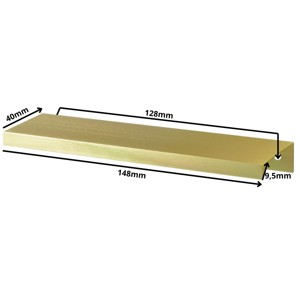 Edge Grip Round Profile Handle 128mm (148mm total length) - Gold