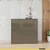 CAMILLE - Push to Open Sideboard with 2 Doors and 2 Drawers - Anthracite / Cappuccino Gloss H74cm W80cm D36cm