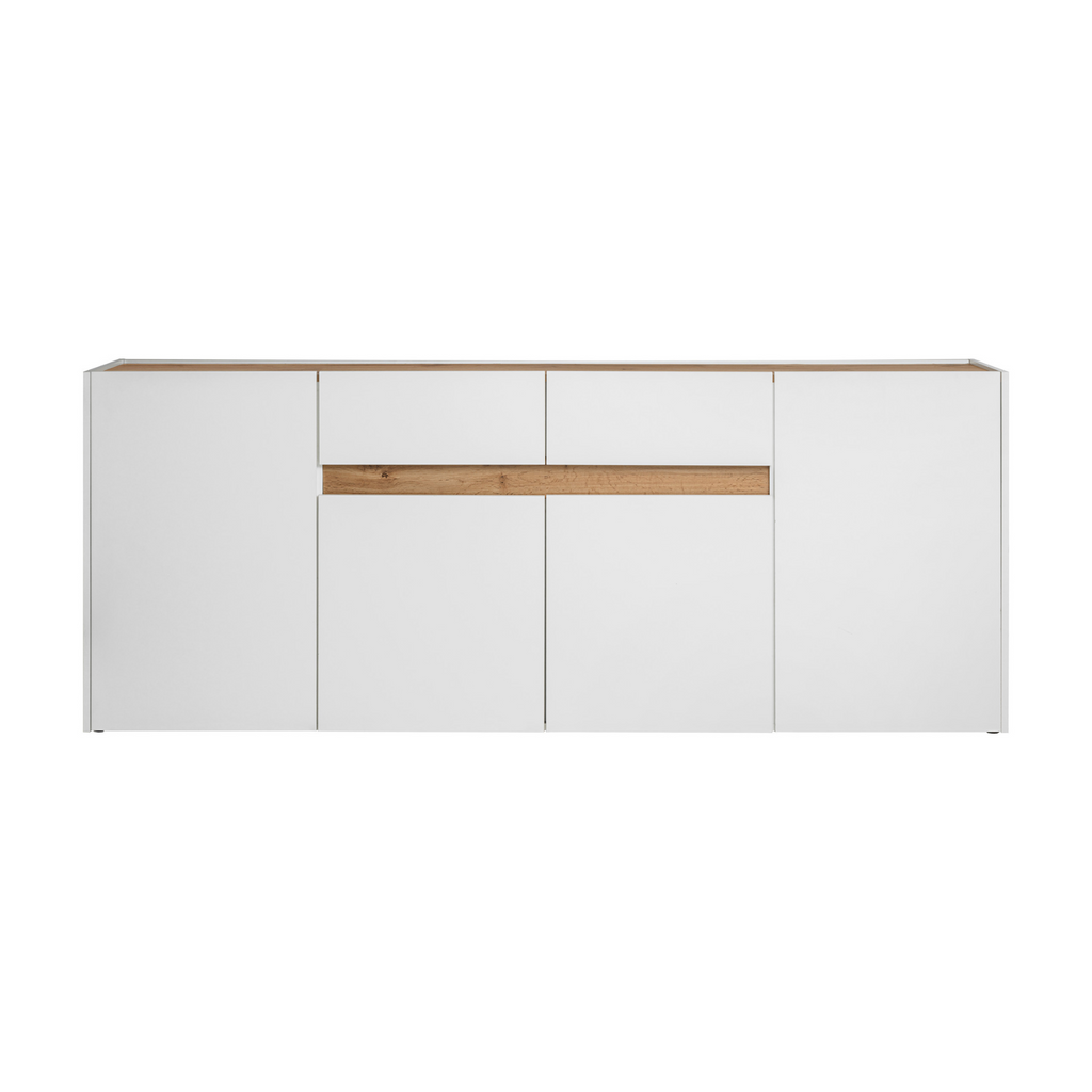 CARLO VIII - Living Room Furniture Set - White Matt / Wotan Oak