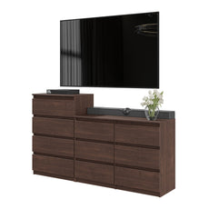 GABRIEL - Chest of 10 Drawers (6+4)- Bedroom Dresser Storage Cabinet Sideboard - Wenge H92/70cm W160cm D33cm
