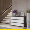 GABRIEL - Chest of 6 Drawers - Bedroom Dresser Storage Cabinet Sideboard - Wenge / White Matt H71cm W100cm D33cm