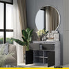 NOAH - Chest of 2 Drawers and 2 Doors - Bedroom Dresser Storage Cabinet Sideboard - Concrete / Anthracite H75cm W80cm D35cm