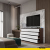 GABRIEL - Chest of 12 Drawers (8+4)- Bedroom Dresser Storage Cabinet Sideboard - Wenge / White Matt H92cm W180cm D33cm