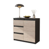 MIKEL - Chest of 3 Drawers and 1 Door - Bedroom Dresser Storage Cabinet Sideboard - Anthracite / Sonoma Oak H75cm W80cm D35cm