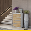 GABRIEL - Chest of 4 Drawers - Bedroom Dresser Storage Cabinet Sideboard - White Matt / Wotan Oak H92cm W60cm D33cm