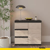 MIKEL - Chest of 3 Drawers and 1 Door - Bedroom Dresser Storage Cabinet Sideboard - Anthracite / Sonoma Oak H75cm W80cm D35cm