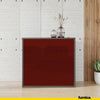 CAMILLE - Push to Open Sideboard with 2 Doors and 2 Drawers - Anthracite / Bordeaux Matt H74cm W80cm D36cm