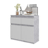 NOAH - Chest of 2 Drawers and 2 Doors - Bedroom Dresser Storage Cabinet Sideboard - Concrete / White Matt H75cm W80cm D35cm