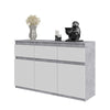 NOAH - Chest of 3 Drawers and 3 Doors - Bedroom Dresser Storage Cabinet Sideboard - Concrete / White Matt H75cm W120cm D35cm