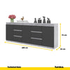 MIKEL - Chest of 6 Drawers and 3 Doors - Bedroom Dresser Storage Cabinet Sideboard - Concrete / Anthracite H75cm W200cm D35cm