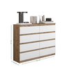 GABRIEL - Chest of 8 Drawers - Bedroom Dresser Storage Cabinet Sideboard - Wotan Oak / White Matt H92cm W120cm D33cm